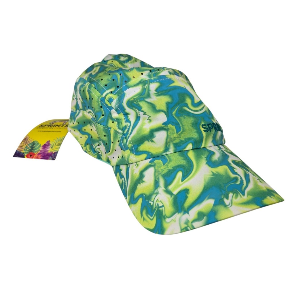 Sprints Hyper G Running Hat Cap Lava Laps Blue Green Colorful Lightweight UPF 45